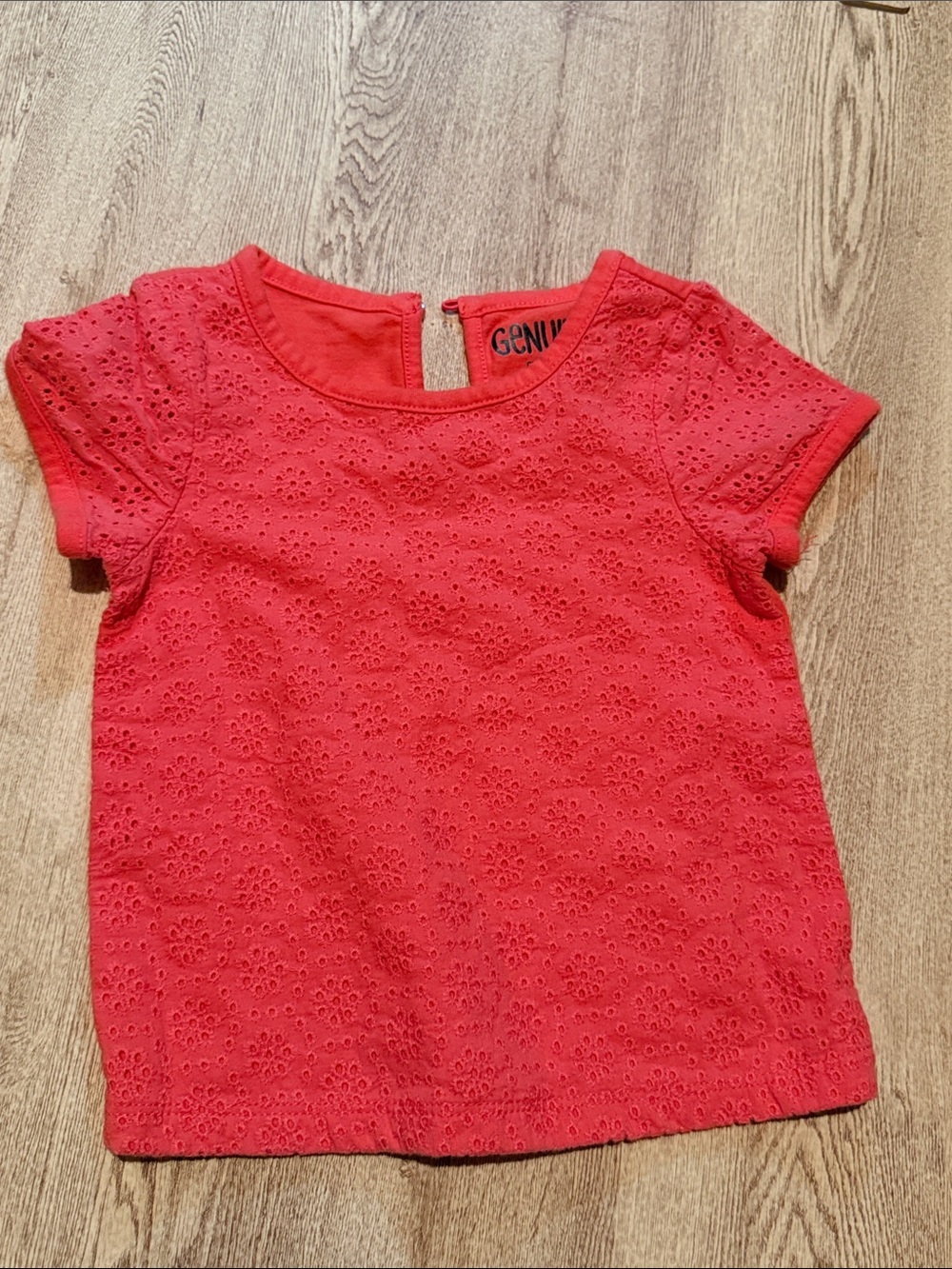 OshKosh B'gosh Coral Red Eyelet Short Sleeve Top